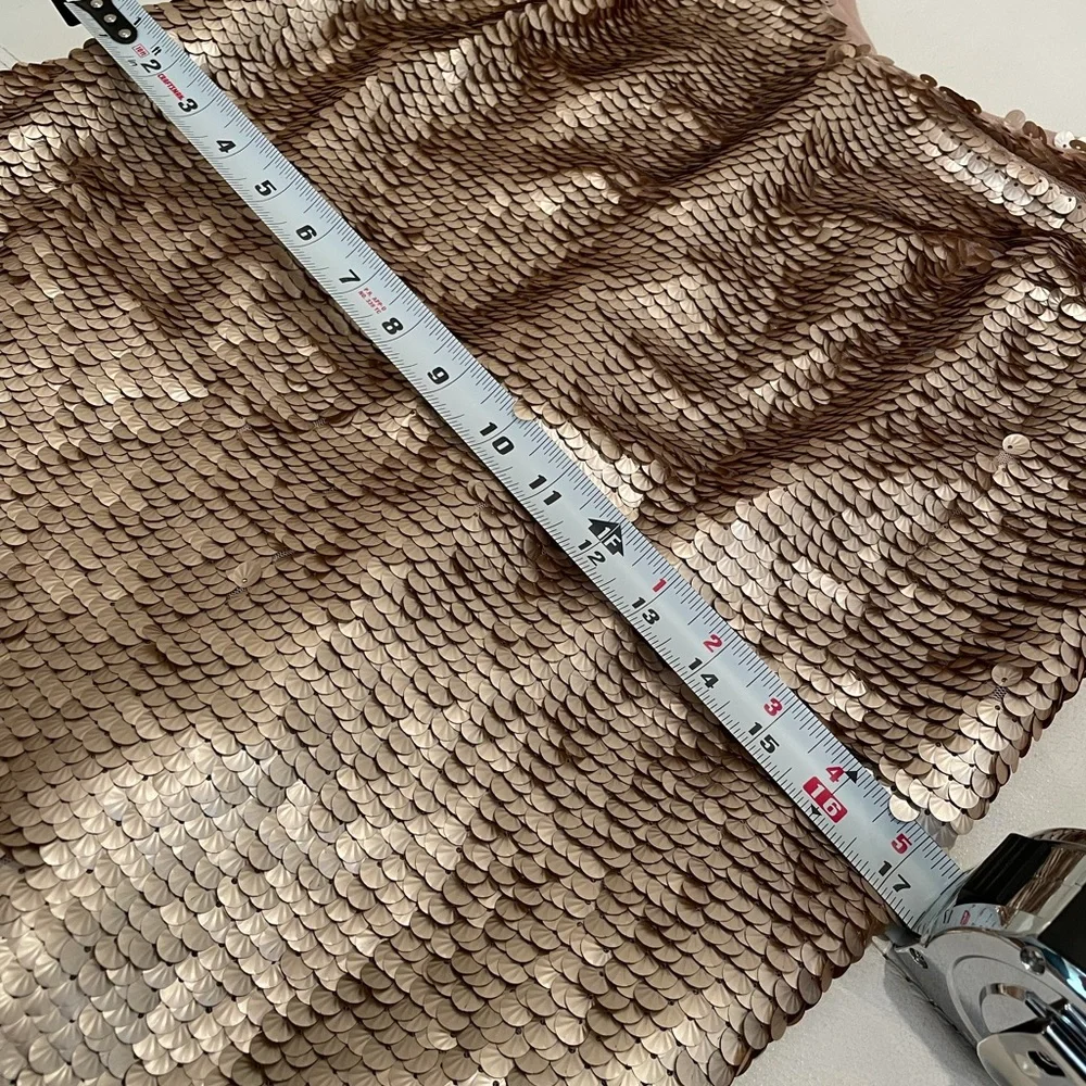 CECE Ostrich feather luxe gold sequin shift dress feather hem STUNNING NWT (10)